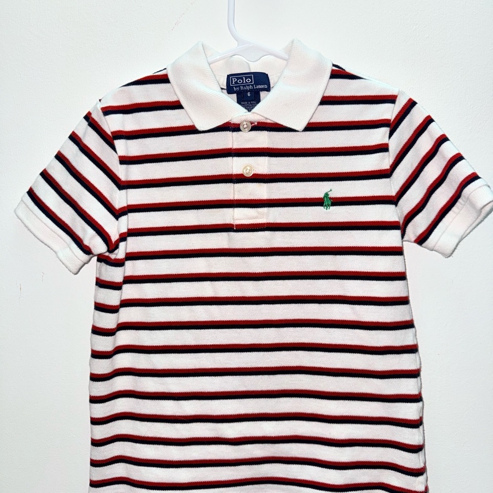 Size 6 Polo by Ralph Lauren Kids Red and White Striped Polo